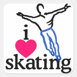 Pegatina Cuadrada Me encanta patinar/patinar