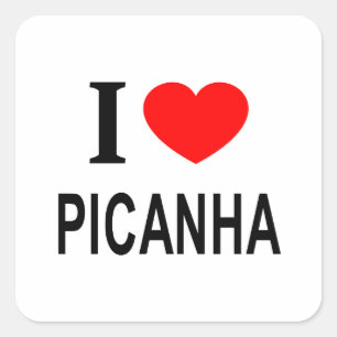 Pegatina Cuadrada Me encanta PICANHA Amo PICANHA Me ♥️ PICANHA