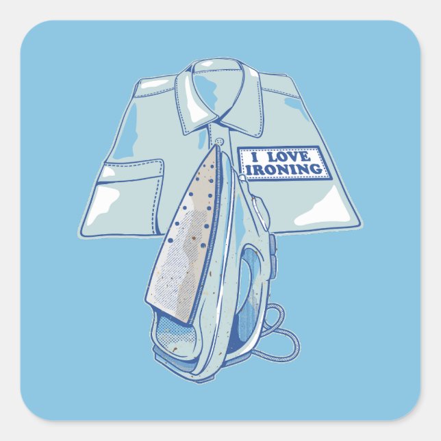 Pegatina Cuadrada Me encanta planchar hierro gracioso (Anverso)