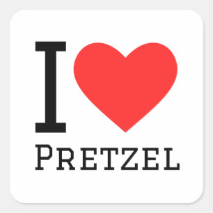 Pegatina Cuadrada Me encanta pretzel