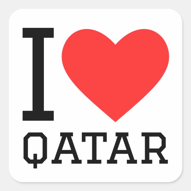 Pegatina Cuadrada Me encanta qatar (Anverso)