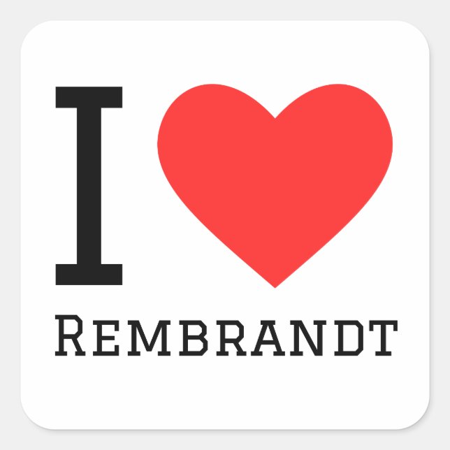 Pegatina Cuadrada Me encanta Rembrandt (Anverso)