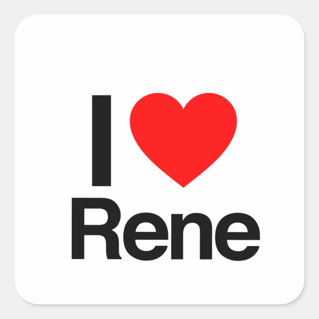 Pegatina Cuadrada me encanta rene (Anverso)