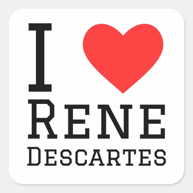 Pegatina Cuadrada Me encanta Rene Descartes (Anverso)