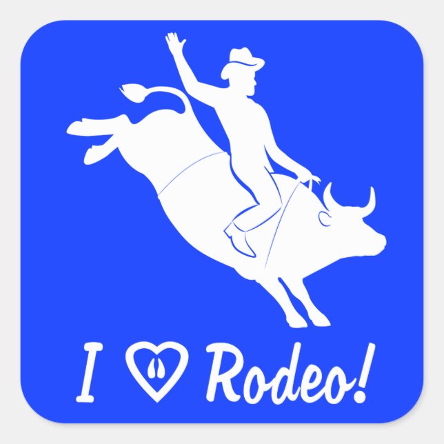Pegatina Cuadrada ¡Me Encanta Rodeo! Bull Riding (Anverso)