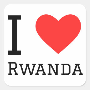 Pegatina Cuadrada Me encanta Ruanda