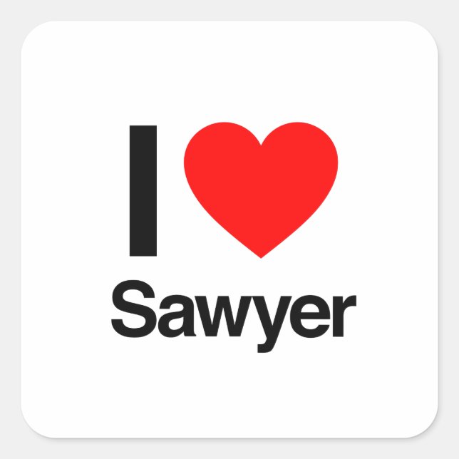 Pegatina Cuadrada me encanta sawyer (Anverso)