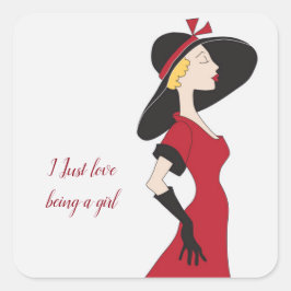 Pegatina Cuadrada Me encanta ser Chica