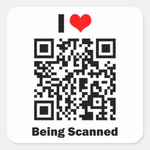 Pegatina Cuadrada Me Encanta Ser Escaneado