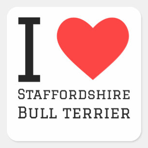 Pegatina Cuadrada Me encanta staffordshire bull terrier