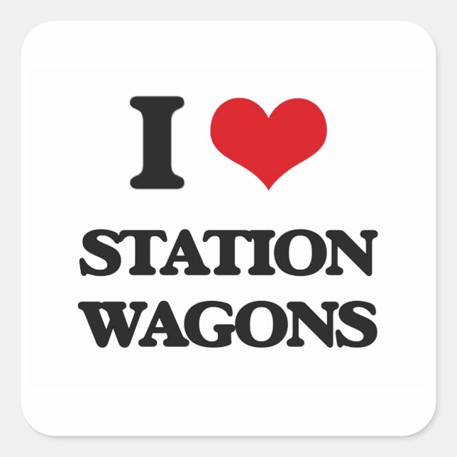 Pegatina Cuadrada Me encanta Station Wagons (Anverso)