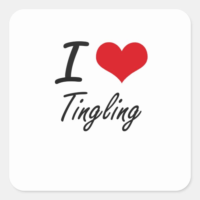 Pegatina Cuadrada Me encanta Tingling (Anverso)