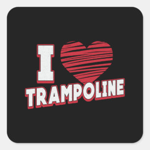Pegatina Cuadrada Me Encanta Trampoline Jumper Jump Gymnast Trampoli