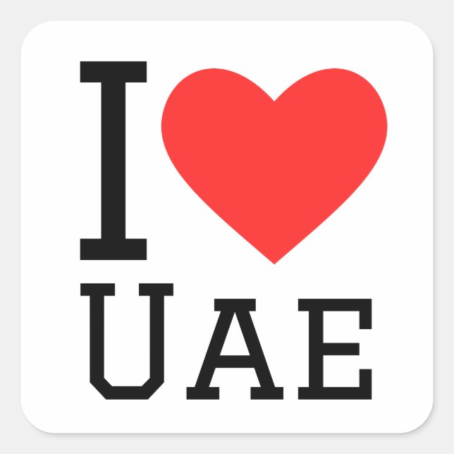 Pegatina Cuadrada Me encanta uae (Anverso)