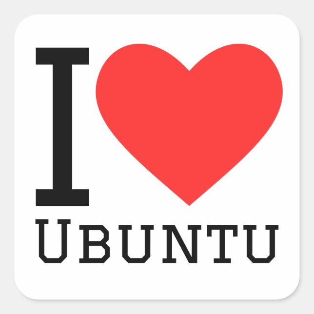 Pegatina Cuadrada Me encanta ubuntu (Anverso)