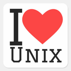 Pegatina Cuadrada Me encanta Unix