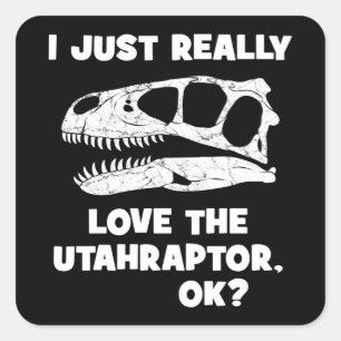 Pegatina Cuadrada Me encanta Utahraptor