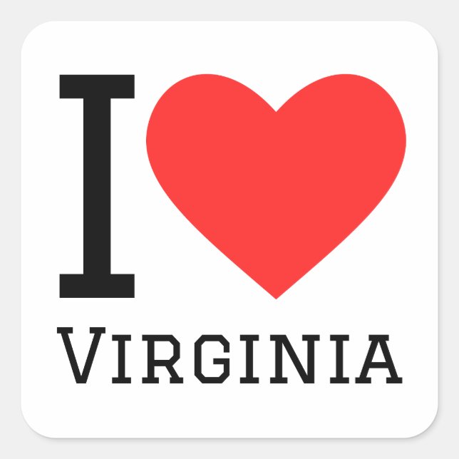 Pegatina Cuadrada Me encanta Virginia  (Anverso)