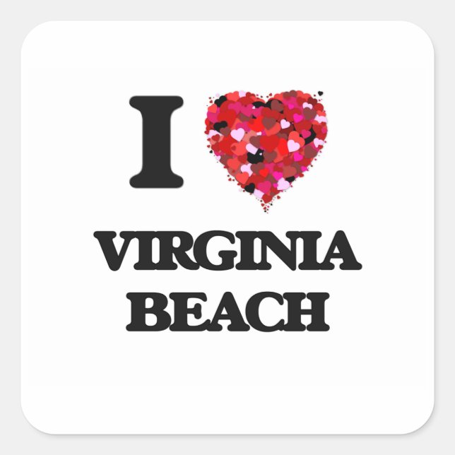 Pegatina Cuadrada Me encanta Virginia Beach (Anverso)