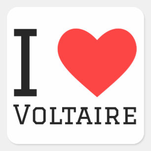 Pegatina Cuadrada Me encanta Voltaire