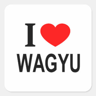 Pegatina Cuadrada Me encanta WAGYU amo WAGYU me ♥️ WAGYU