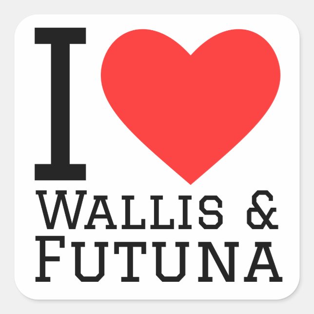 Pegatina Cuadrada Me encanta Wallis y Futuna (Anverso)