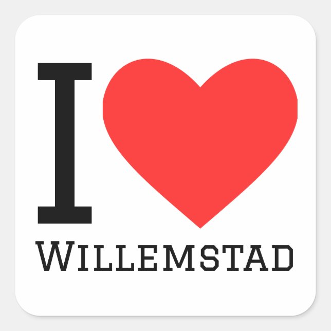 Pegatina Cuadrada Me encanta Willemstad (Anverso)