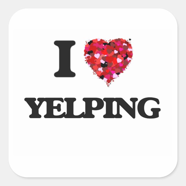 Pegatina Cuadrada Me encanta Yelping (Anverso)