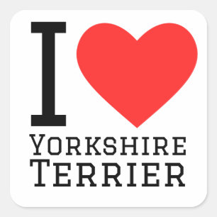 Pegatina Cuadrada Me encanta Yorkshire terrier