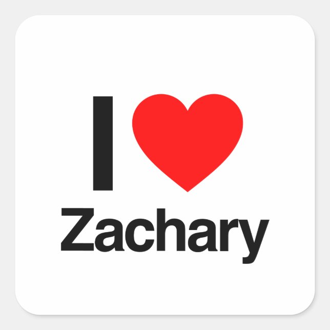 Pegatina Cuadrada me encanta zachary (Anverso)