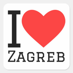 Pegatina Cuadrada Me encanta Zagreb