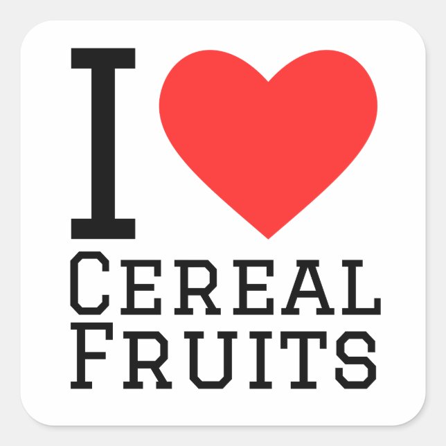 Pegatina Cuadrada Me encantan las frutas de cereales (Anverso)