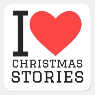 Pegatina Cuadrada Me encantan las historias de Navidad 