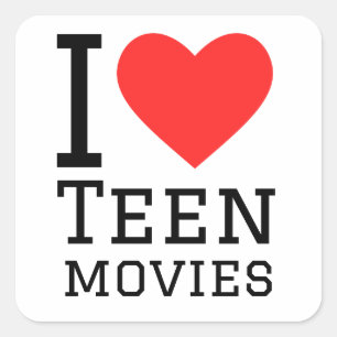 Pegatina Cuadrada Me encantan las películas de adolescentes