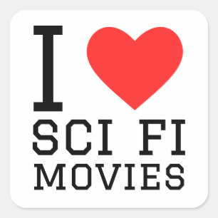 Pegatina Cuadrada Me encantan las películas de ciencia ficción