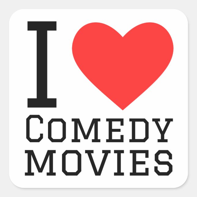 Pegatina Cuadrada Me encantan las películas de comedia (Anverso)