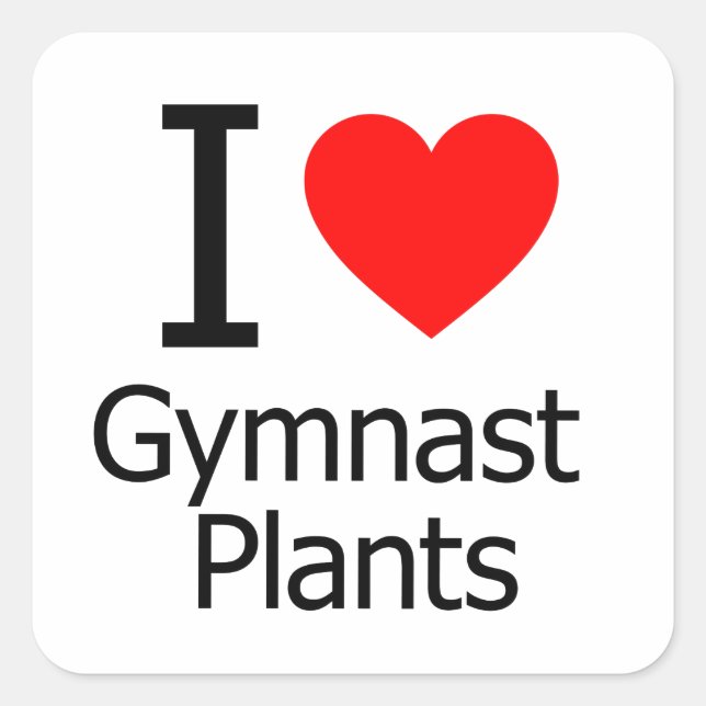 Pegatina Cuadrada Me encantan las plantas de gimnastas (Anverso)