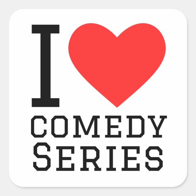 Pegatina Cuadrada Me encantan las series de comedia (Anverso)