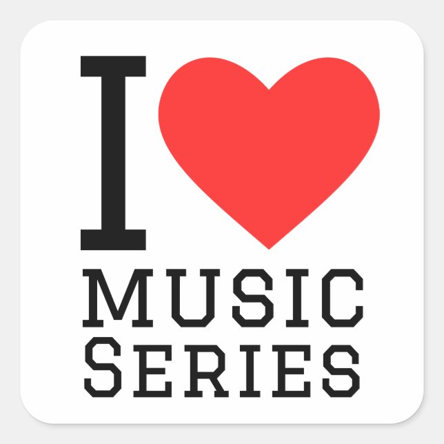 Pegatina Cuadrada Me encantan las series de música (Anverso)
