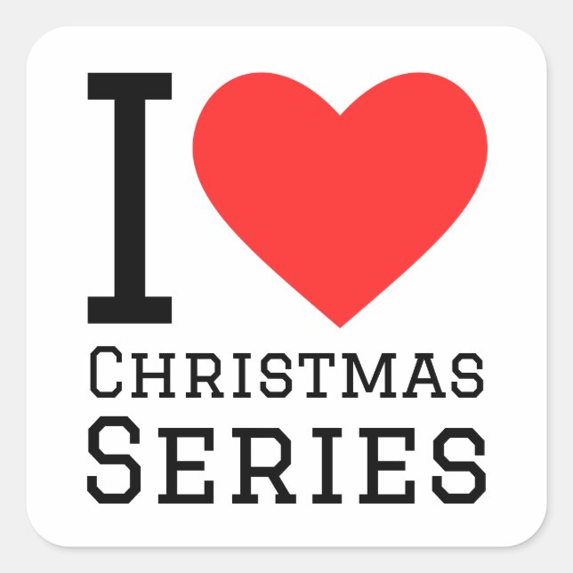 Pegatina Cuadrada Me encantan las series de Navidades (Anverso)