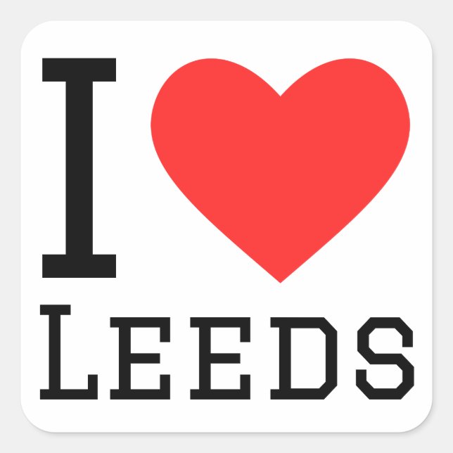 Pegatina Cuadrada Me encantan Leeds (Anverso)