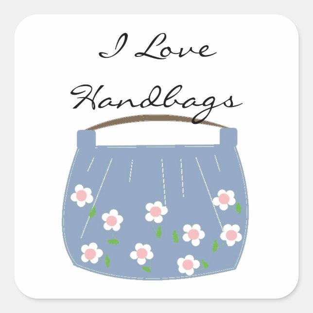 Pegatina Cuadrada Me encantan los bolsos (Anverso)