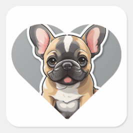 Pegatina Cuadrada ME ENCANTAN LOS BULLDOGES FRANCESES, Personalizado