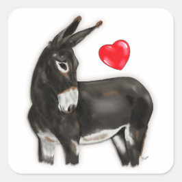 Pegatina Cuadrada Me encantan los burros Demure Donkey