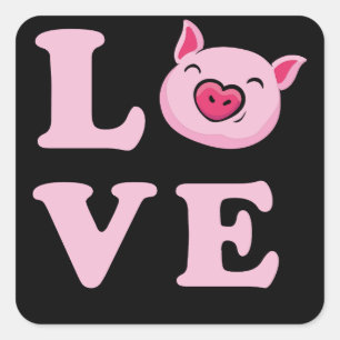 Pegatina Cuadrada Me Encantan Los Cerdos Funny Pig Lover