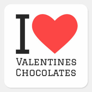 Pegatina Cuadrada Me encantan los chocolates de San Valentín