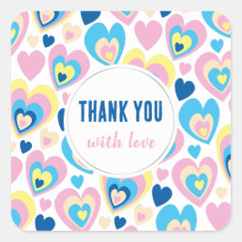 Pegatina Cuadrada Me encantan los corazones.