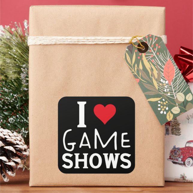 Pegatina Cuadrada Me Encantan Los Espectáculos De Juego, Divertidos  (Vacaciones)