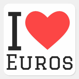 Pegatina Cuadrada Me encantan los euros