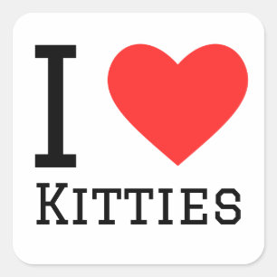 Pegatina Cuadrada Me encantan los gatitos